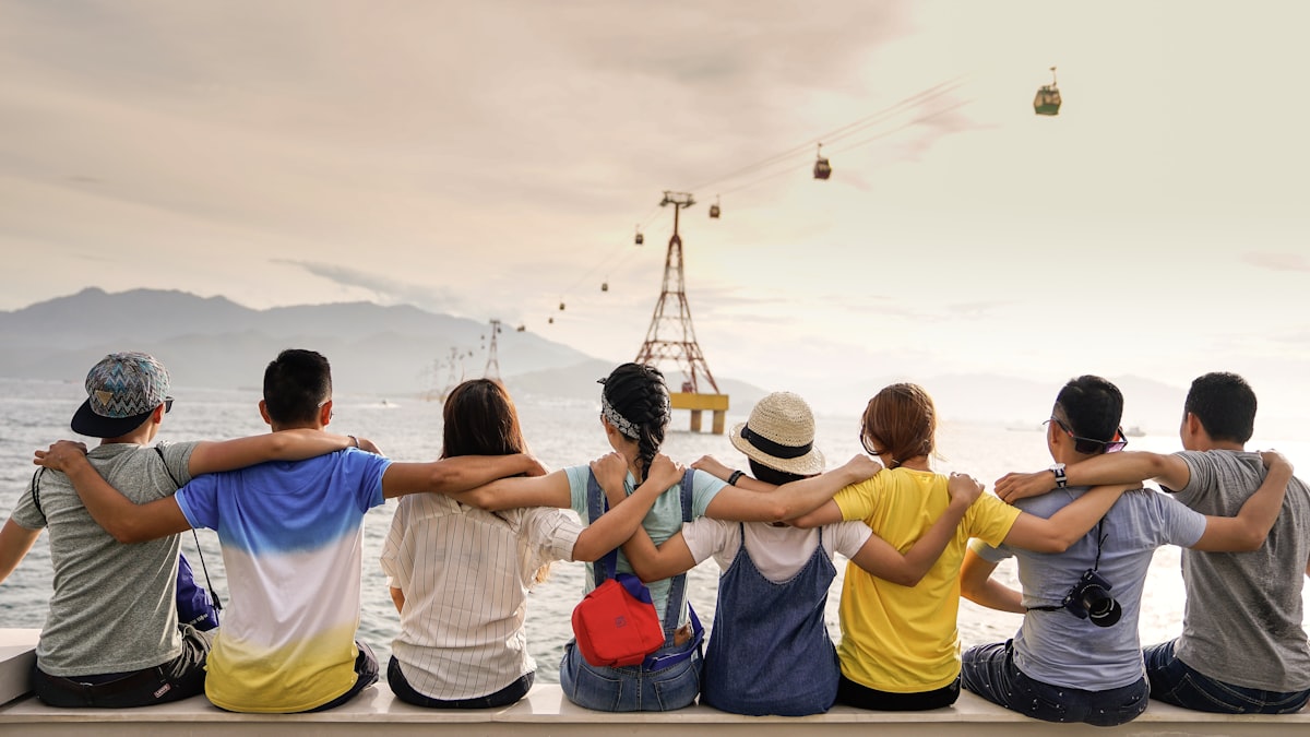Friends hanging out together outdoors